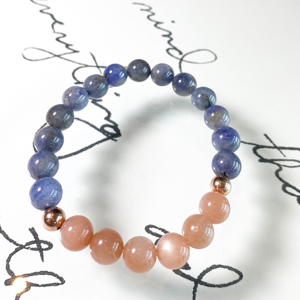 Designer Tanzanite 14k rose gold mala bracelet